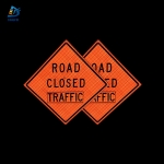 Roll Up Sign & Stand - 36 Inch Reflective Road Closed Traffic Ahead Roll Up Traffic Sign